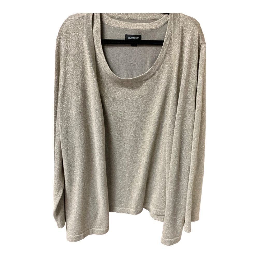 AVENUE Plus Size Women's Sparkly TwoFer One LongSleeve Top Size  22/24/26/28